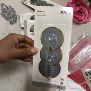 كرت علاقات علاقة حائط تلزيق لاصقة  شكل وردة شفاف  3 قطع